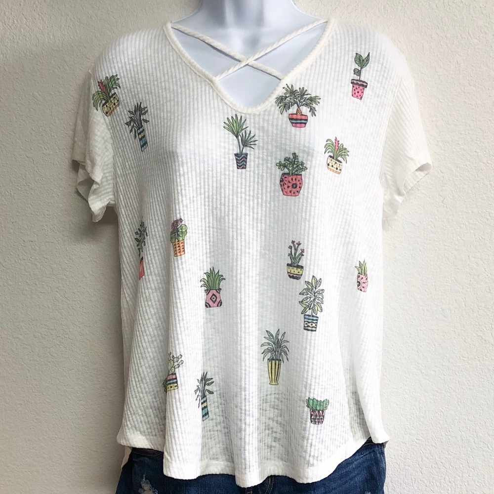Potted Plant Print Top